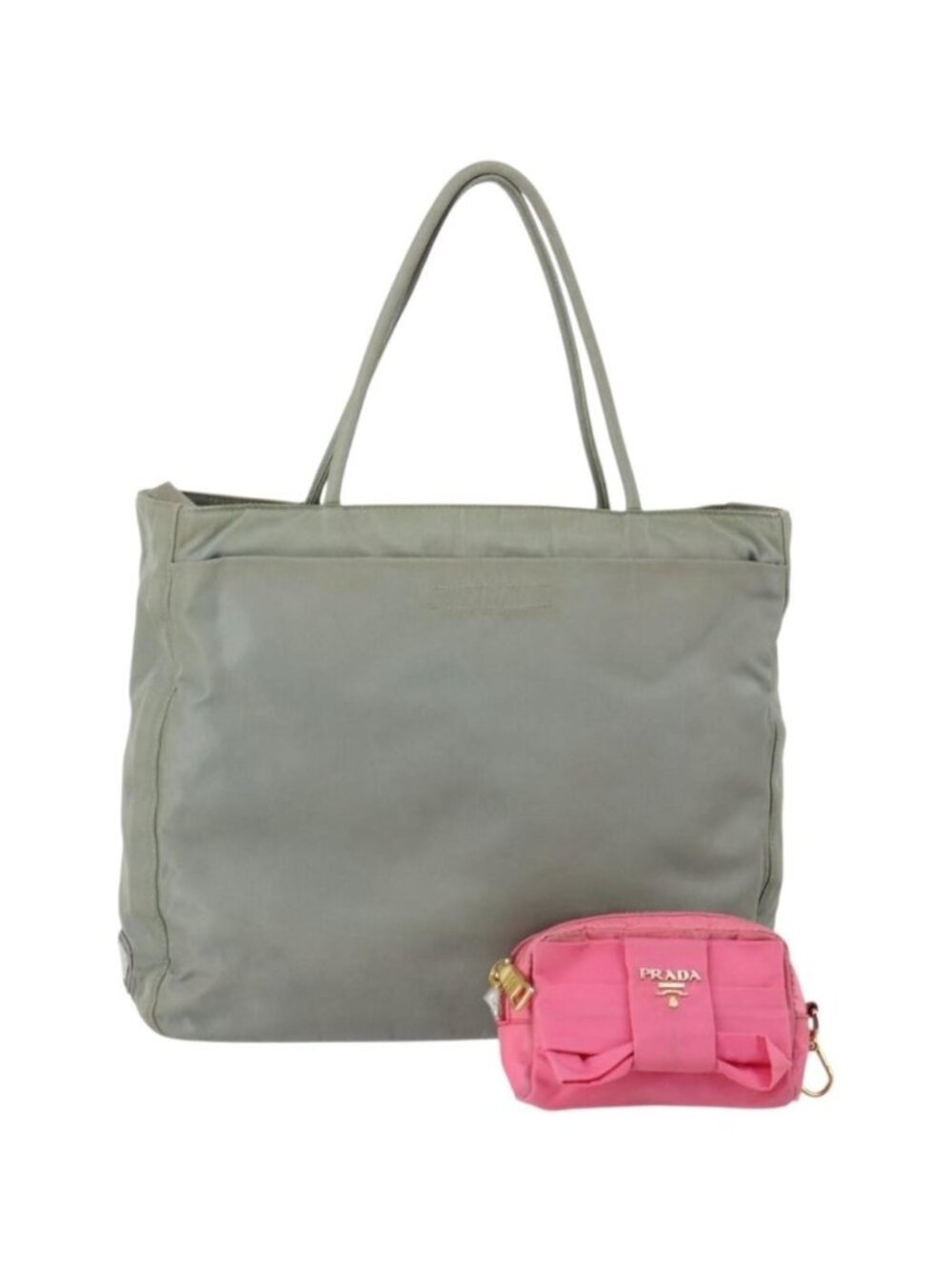 PRADA Tote Bag Nylon 2 Set Pink Khaki